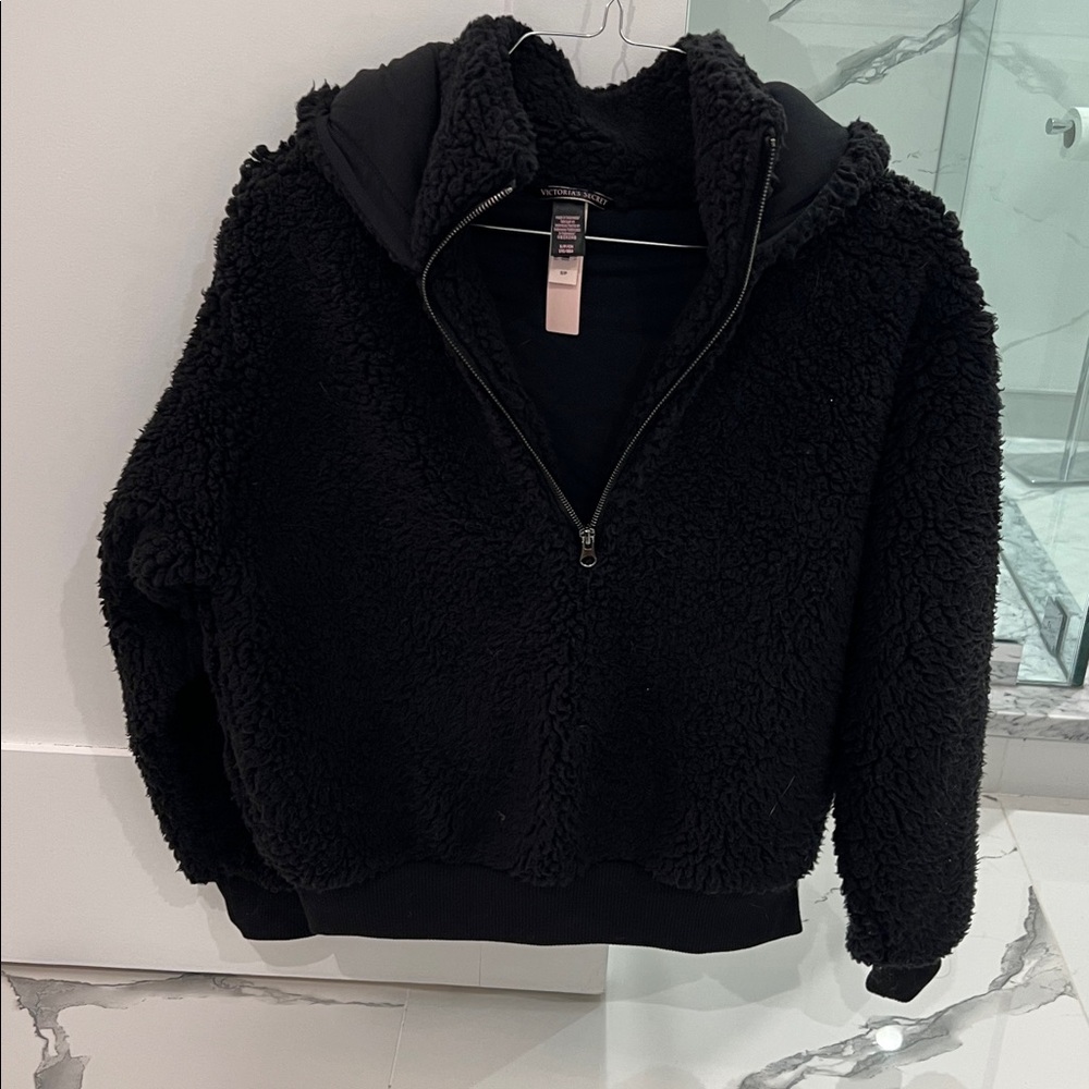 Victoria’s Secret small black Sherpa hoodie. New with tags.